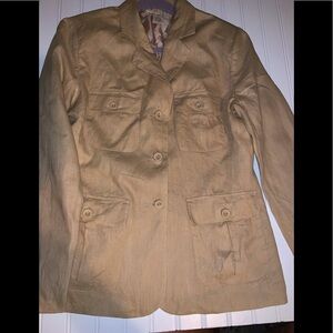 Merona khaki tan lined linen 3 button blazer size medium